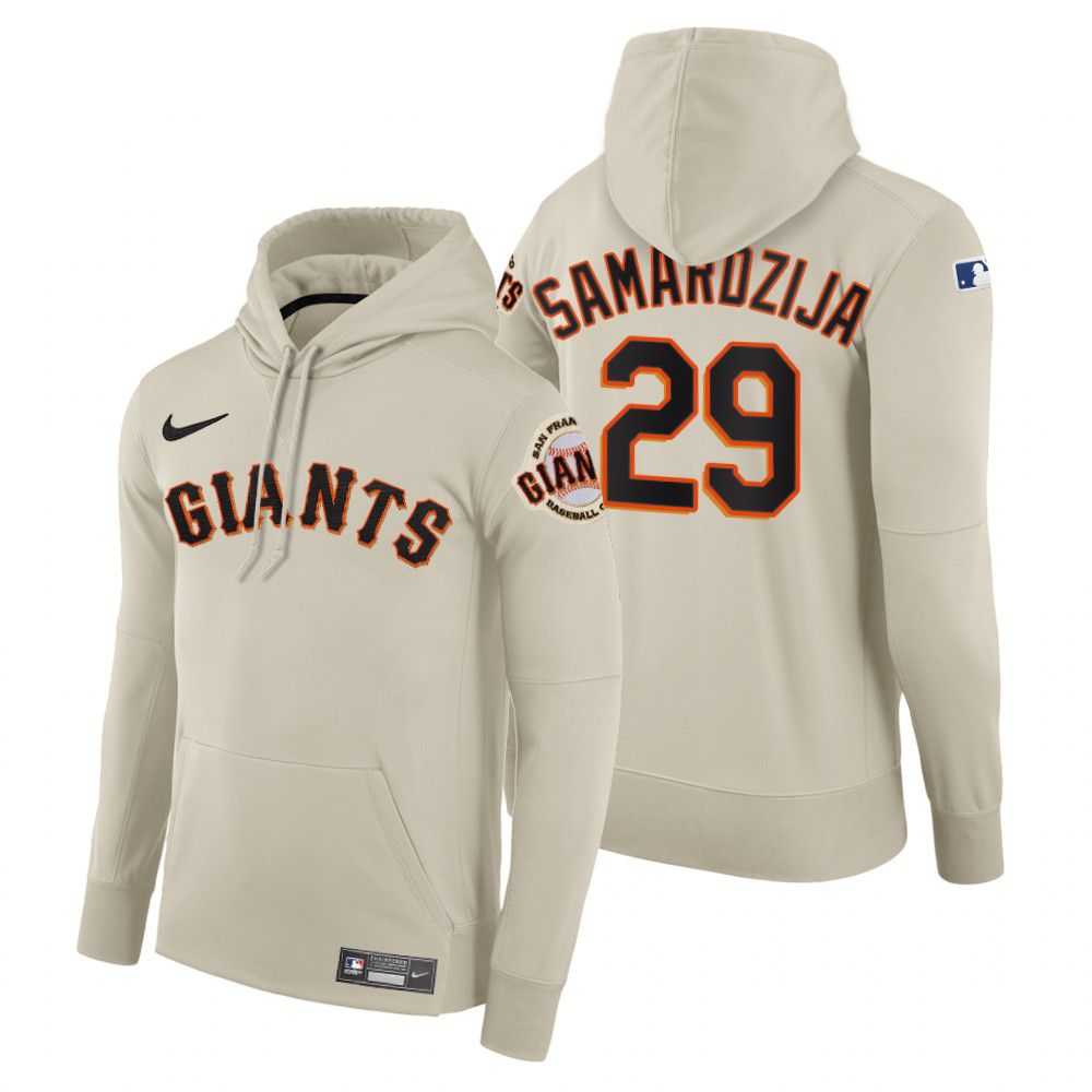 Men San Francisco Giants 29 Samardzija cream home hoodie 2021 MLB Nike Jerseys